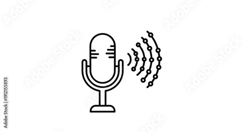 Stunning black microphone with sound waves emitting from it