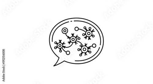 Virus cells in a speech bubble for health and medical concepts