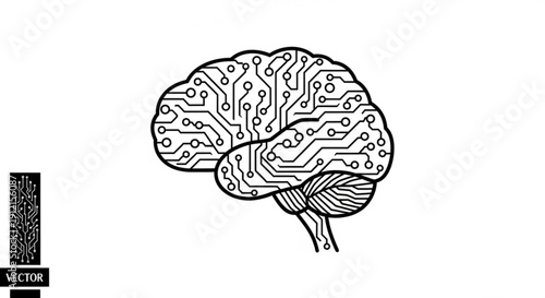 Circuit board brain with modern technology design elements
