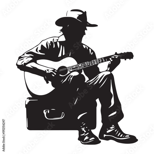 Guitar Player Silhouette vector cut files