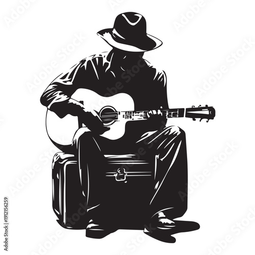 Guitar Player Silhouette vector cut files
