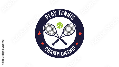 Professional play tennis championship logo with two crossed rackets and a ball inside a circular frame.