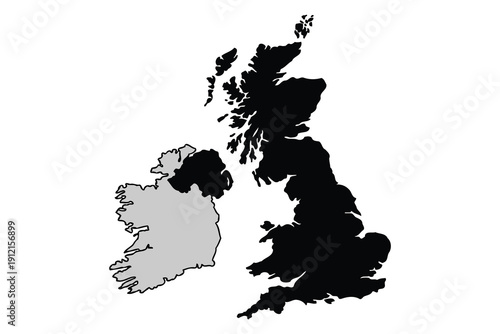 map of united kingdom and ireland - ireland highlighted