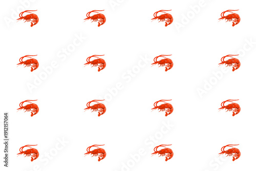 collection of cooked red shrimp without background