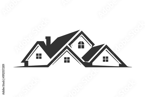 black and white logo of multiple houses