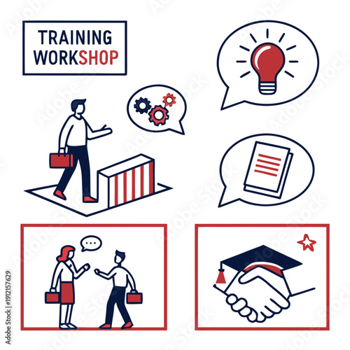 A training workshop with people and ideas Vector