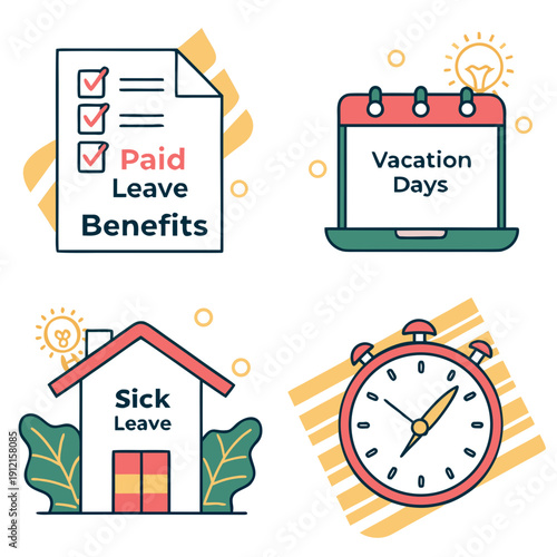 Employee benefits for paid leave and vacation time Vector