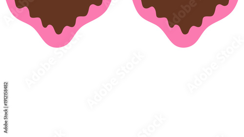 Sweet melting chocolate and pink strawberry icing glaze background. Melted syrup or dripping liquid sauce. Minimalist sweet chocolate and strawberry pink background. Minimalist wavy background.
