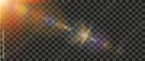 Lens Flare Optical Streak Cinematic Vintage Overlay Golden Yellow Light Leak Effect Dust Scratches