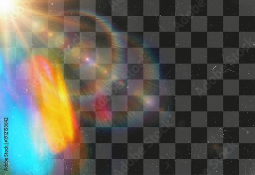 Lens Flare Texture Prismatic light leak overlay cinematic dusty grunge distressed film background effect