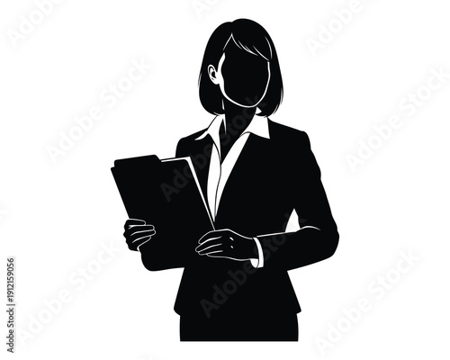 Businesswoman holding documents in formal attire