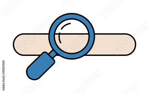Magnifying glass on top of a beige search bar icon