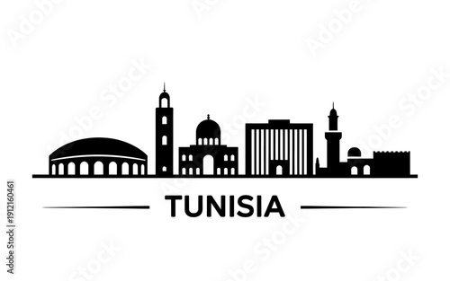 Wallpaper Mural Tunisia city skyline with mosque and buildings in silhouette  travel and tourism concept Torontodigital.ca