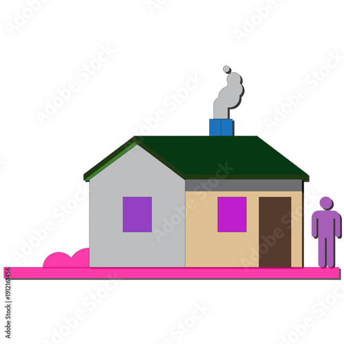 Detailed 3d icon of a residential house representing the real estate and home