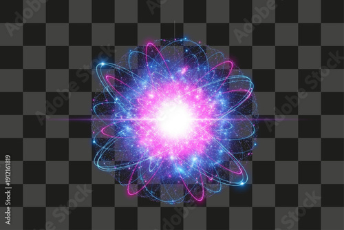 Energy Sphere Glowing Particle Orb Network Atomic Structure High Speed Blue Magenta Light Effect