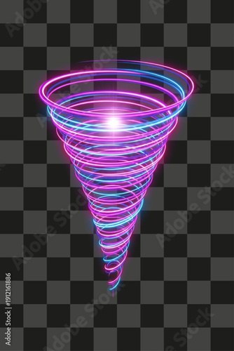 Light Vortex Spiraling Glowing Funnel Electric Energy Effect Bright Pink Blue Neon Color Graphic Overlay
