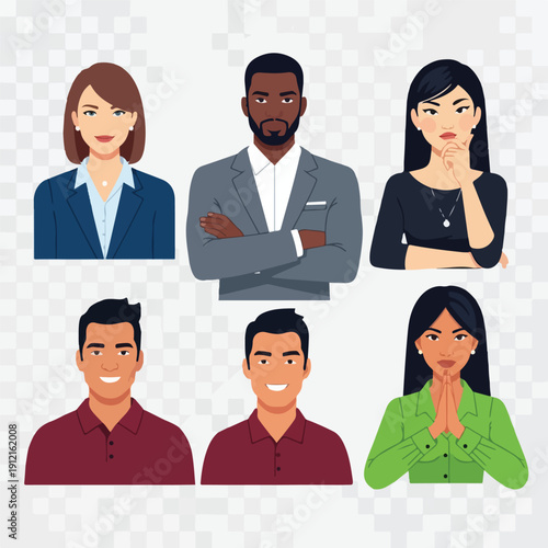 Diverse group of people icons cartoon characters