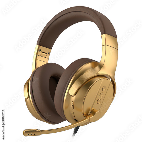 Luxurious gold over-ear headphones with microphone