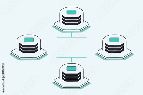 Server network connection technology flat vector illustration