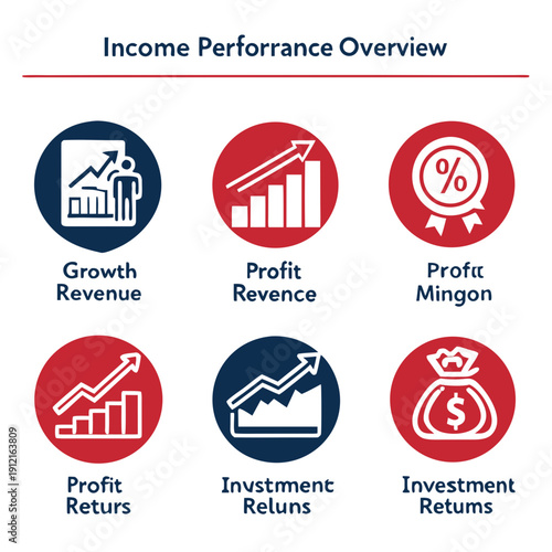 A blurry infographic about income performance overview Vector