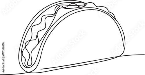 A minimalist line drawing depicting a delicious folded taco