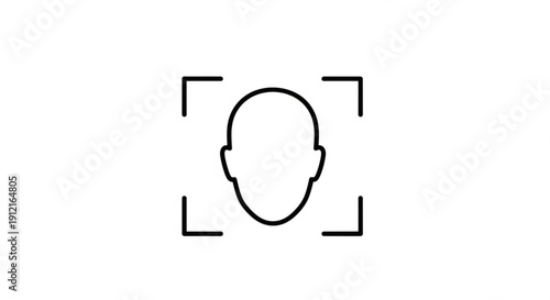 Modern face outline icon for profile or identification purposes