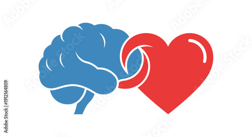 Illustration of Brain and Heart Interconnectedness Representing Mental Health and Emotional Balance