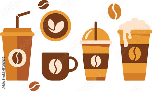 Vector Coffee Drinks Collection  Delicious Cafe Beverages EPS Illustration