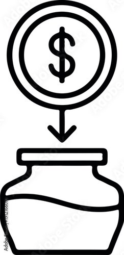 Saving money concept icon symbolizing budgeting, financial planning, expense control, and long-term financial security in a clean, minimal style.