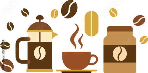 Collection of Vector Coffee Elements  National Coffee Day Celebrations