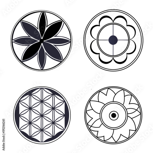 Black and white mandala designs vector set decorative circular patterns for art and craft