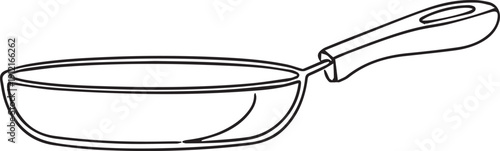 Simple line drawing of a frying pan with a long handle