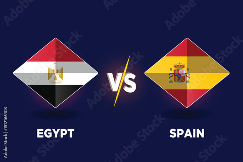 Egypt vs Spain in Football Competition vector illustration design.