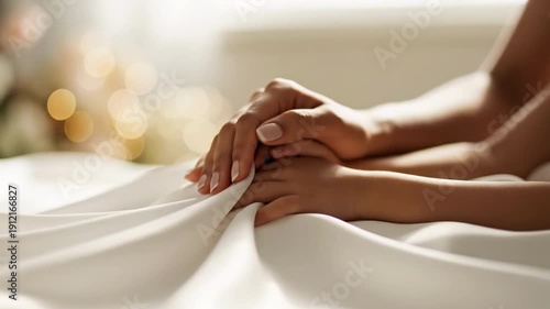 Wallpaper Mural Mother Tucking Child Under Silk With Gentle Ripples Torontodigital.ca