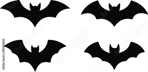 Bat Logo Collection Black Silhouettes  Minimalist and Creative Vector Designs