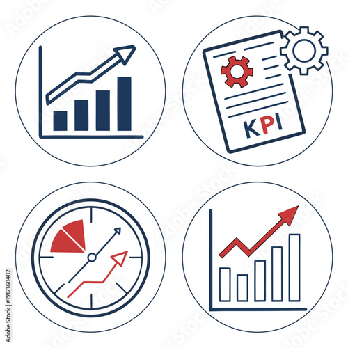 Business metrics and kpi icons Vector