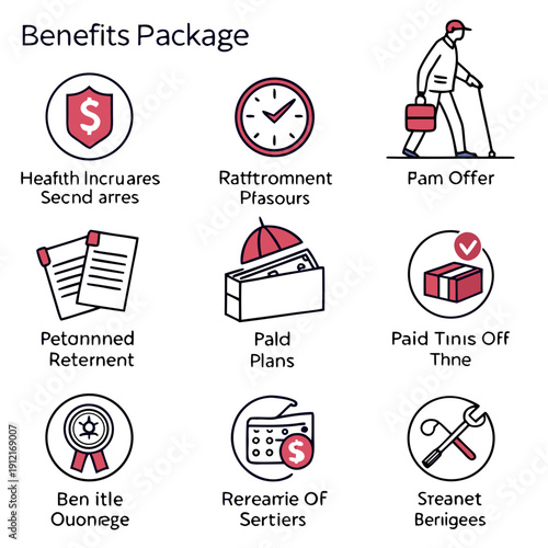 Employee benefits package infographic Vector