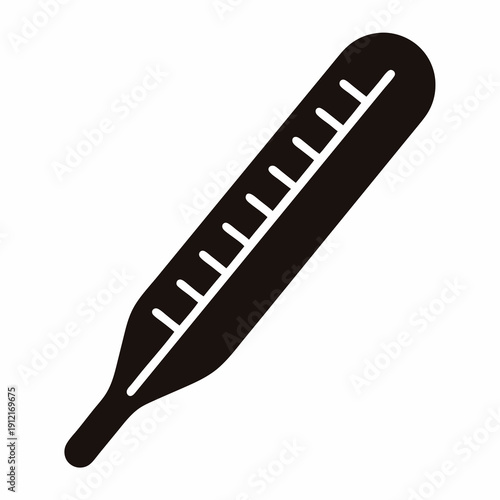 Black and white thermometer image for medical or health related concepts