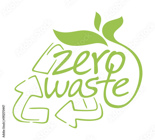 Zero waste - decorative badge in elegant calligraphic style