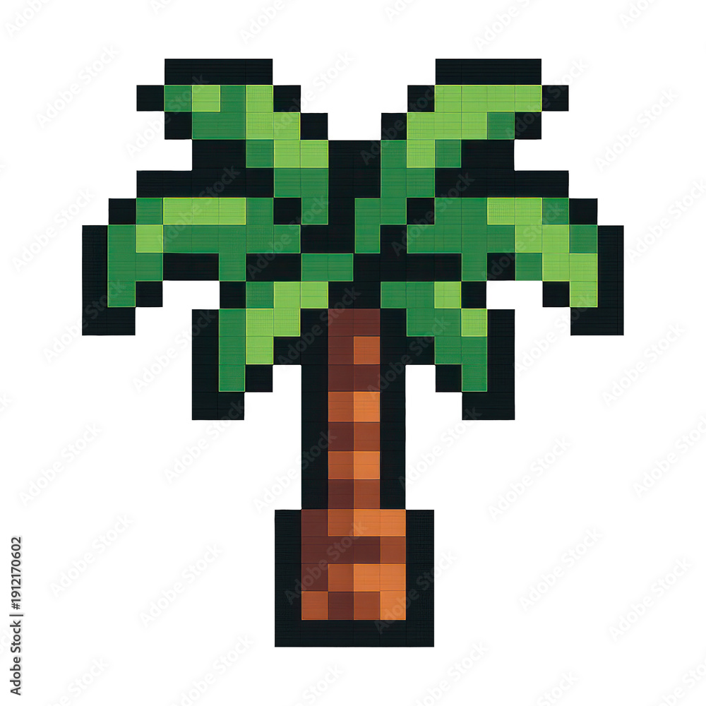 Fototapeta premium PNG Pixelated palm tree illustration.