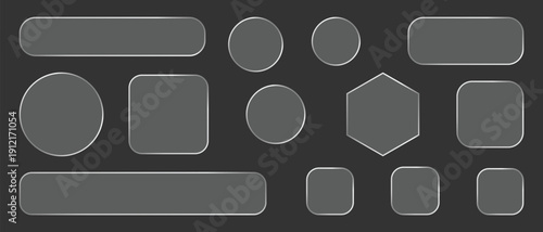 Modern UI elements set with rounded buttons and geometric shapes on dark background