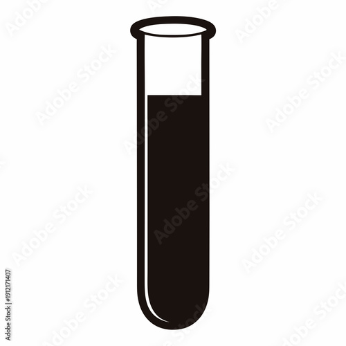 Black filled test tube vector graphic isolated on white background image