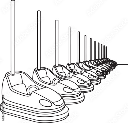 Bumper Car Row Amusement Ride Line Icon