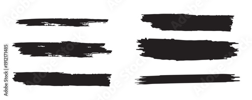 Black set paint, ink brush, brush strokes, brushes, lines, frames, box, grungy. Grungy brushes collection. Brush stroke paint boxes on white background - stock vector.