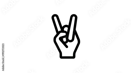 Rock and Roll Hand Gesture Icon. Outline of hand showing devil horns or corna sign, symbolizing music, freedom, and rebellion.