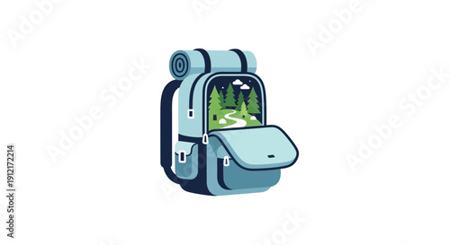 Blue Backpack with Open Pocket.