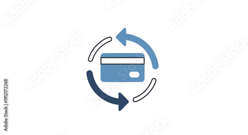 Blue Credit Card Icon with Arrows.