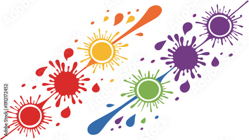A colorful paint splatter design on a white background Vector