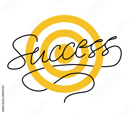 Success - calligraphic concept with arrow and target