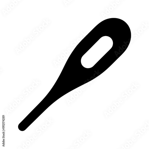 Sleek black and white minimalist illustration of an abstract oblong tool